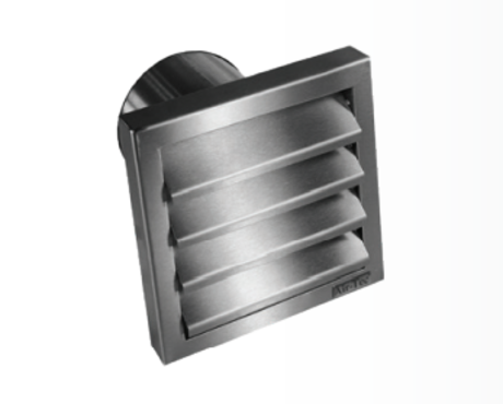VANJSKA ZIDNA REŠETKA INOX 125 MM S POVRATNIM PREKLOPOM 