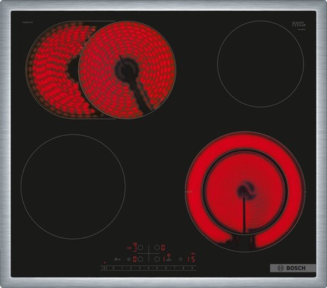 PKN645FP2E BOSCH Serie 6, Glass ceramic hob, 60 cm, Black, surface mounting with frame 