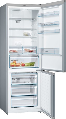 KGN49XLEA BOSCH Serie 4, Prostostoječi hladilnik z zamrzovalnikom spodaj, 203 x 70 cm, Izgled nerjavečega jekla