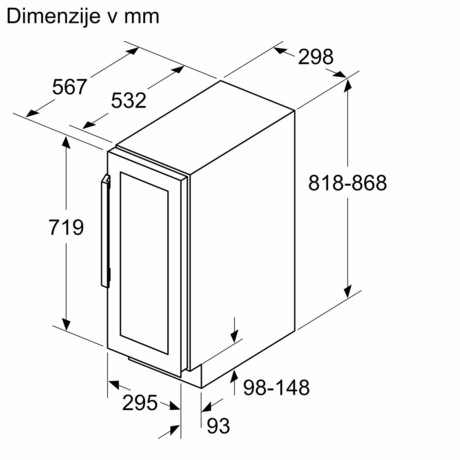 KUW20VHF0 BOSCH Serie 6, Wine cabinet with glass door, 82 x 30 cm 