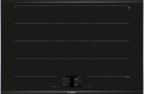 PXY875KW1E BOSCH Serie 8, Flex induction hob, 80 cm, Black, surface mounting with frame 